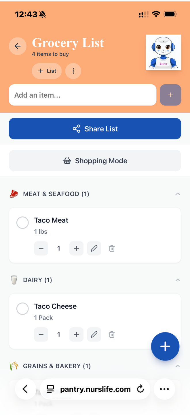 Grocery List screenshot