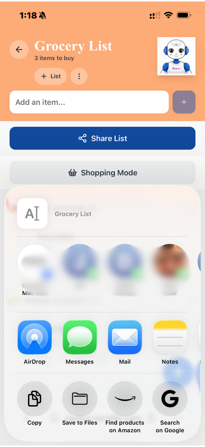Share Grocery List screenshot